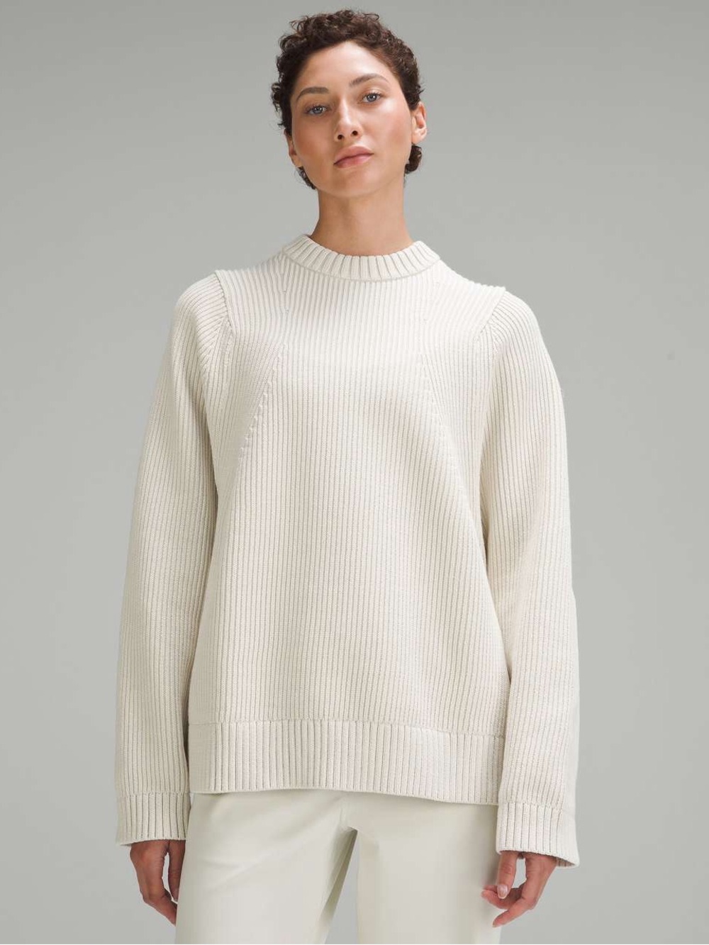 Lululemon Cotton-Blend Crewneck Sweater Bone